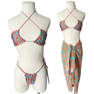 Janthee Electric Zebra 3 Piece Bikini Set S
